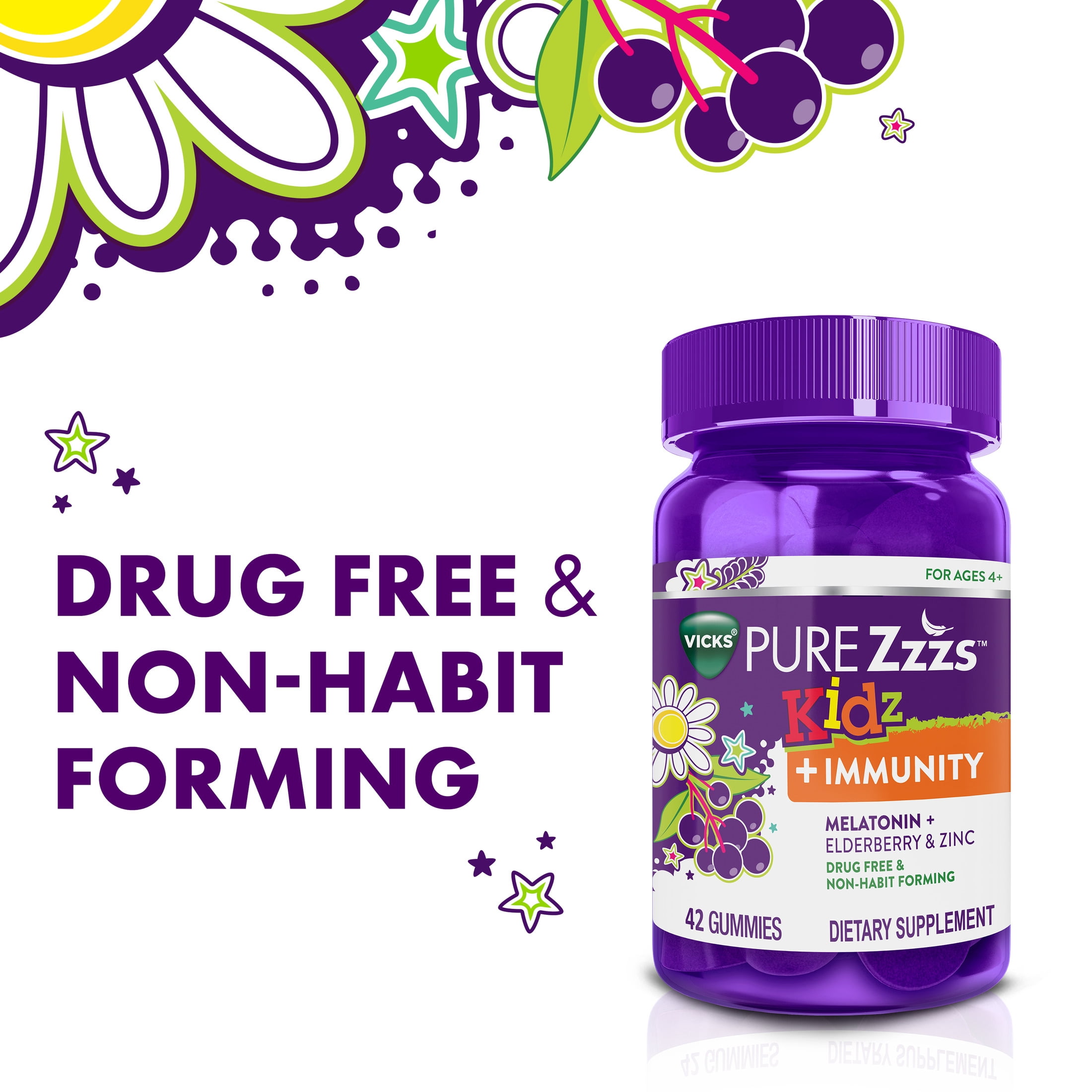 ZzzQuil Pure Zzzs Melatonin Sleep Aid Kids Gummies, Melatonin 1mg for Children, 42 Count