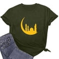 thumbnail image 6 of Penkiiy Happy Ramadan Tops Blouse for Women Women's Graphic Tees Moon Print Short Sleeve Round Neck T Shirts Tops 3XL Army Green, 6 of 6