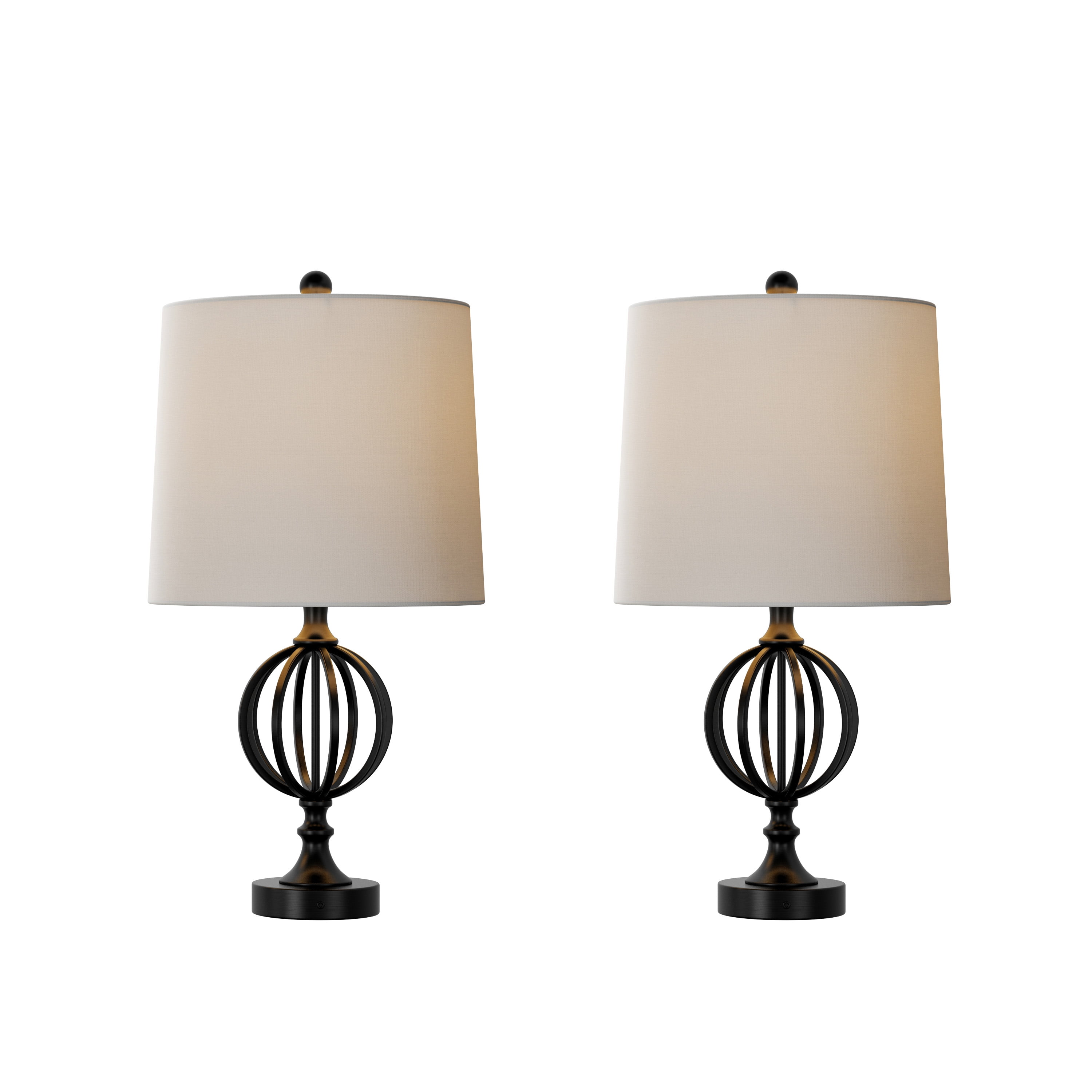 Lavish Home Set of 2 Modern Rustic Style Table Lamps, Ivory