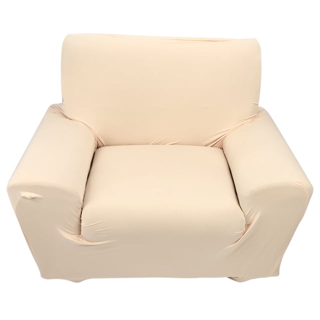 Funda protectora para sofá de poliéster elástico de felpa de color liso y puro, color beige