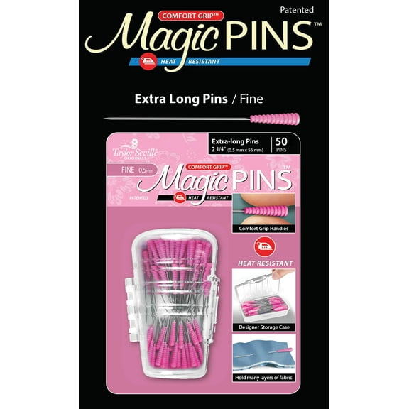 Taylor Seville Magic Pins - Extra Long Fine-Pink 50/Pkg