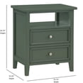 thumbnail image 6 of JERFIT Weston Vintage Antique Green 2-Drawer Nightstand with Shelf, Solid Wood Bedside Table for Bedroom, 6 of 9
