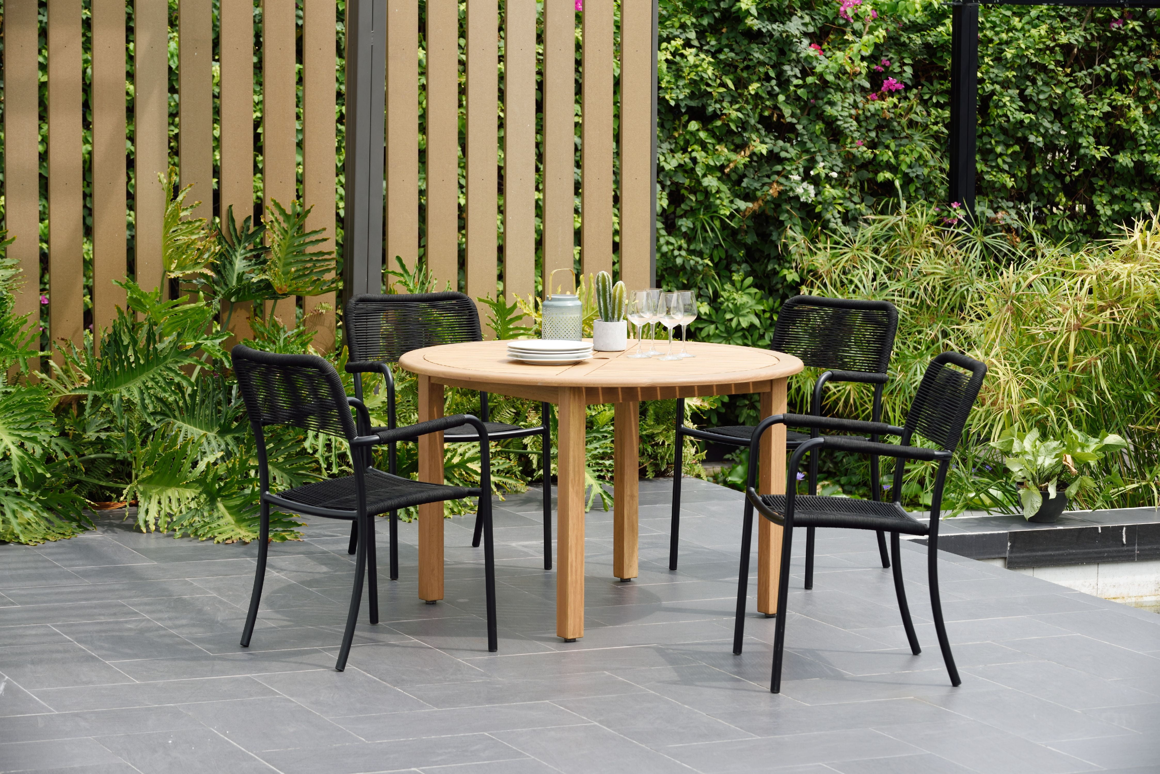 Amazonia Navilly Teak Finish 5 Pieces Round Patio Dining Set