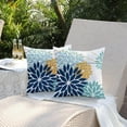 thumbnail image 5 of Dark Blue and Light Green Floral Pillow Covers 16x16 Set of 2 Outdoor Pillows Covers Waterproof Summer Pillowcovers Polyester Cushion Case Decor for Couch Patio Funiture Garden Porch 01T, 5 of 6