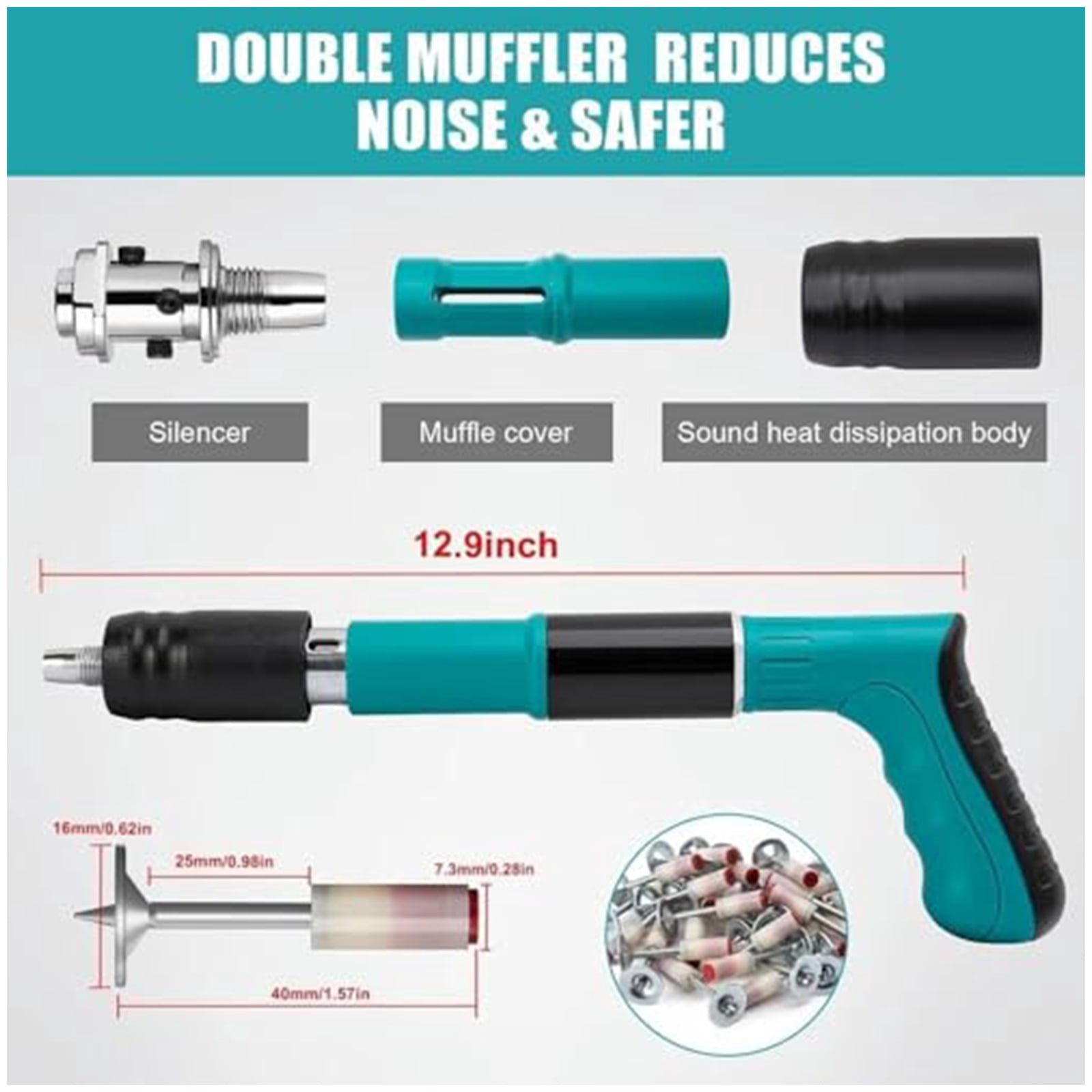 Concrete Nail Gun Kit with 50pcs Nails, Steel Nail Gun, Manual Nail Gun for Concrete, Portable Woodworking Decoration Concrete Nailer Gun, Nail Shooter Gun