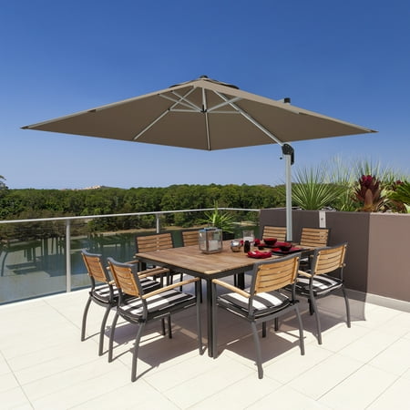 Gymax 10 Ft Square Offset Hanging Patio Umbrella 360 Degree Tilt Tan Walmart Canada