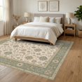 thumbnail image 3 of ODIKA 6'x9' Washable Area Rug Non-Slip, Chair-Friendly, Cream Sage and Floral Elegance Intricate Botanical Motif with Classic Border for Dining Room, Under Table, Office Décor, 3 of 7