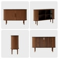 thumbnail image 7 of PHOYAL Oval Sideboards Buffets Cabinet, Fluted Sideboard Storage Cabinet with 2 Sliding Tambour Doors, 53.54" * 14.96" * 33.46", Walnut, 7 of 7