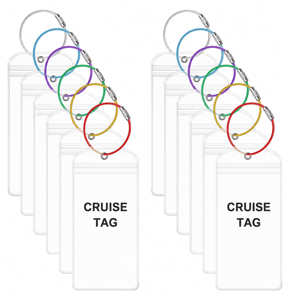 Luggage Tags, 12-Piece Colored Tags with Steel Loops, Waterproof Travel Tags for Suitcases
