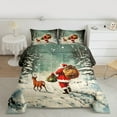 thumbnail image 2 of Feelyou Retro Santa Claus Kid Queen Comforter Set, Christmas Deer Animal Bedding Sets, Winter Festival Reversible Bedding Comforter Set, Ultra Soft Home Decor, 3 Pieces, 2 of 8