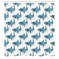 thumbnail image 3 of Ambesonne Ocean Shower Curtain, Sea Fierce Wild Shark, 69"Wx84"L, Blue White, 3 of 5