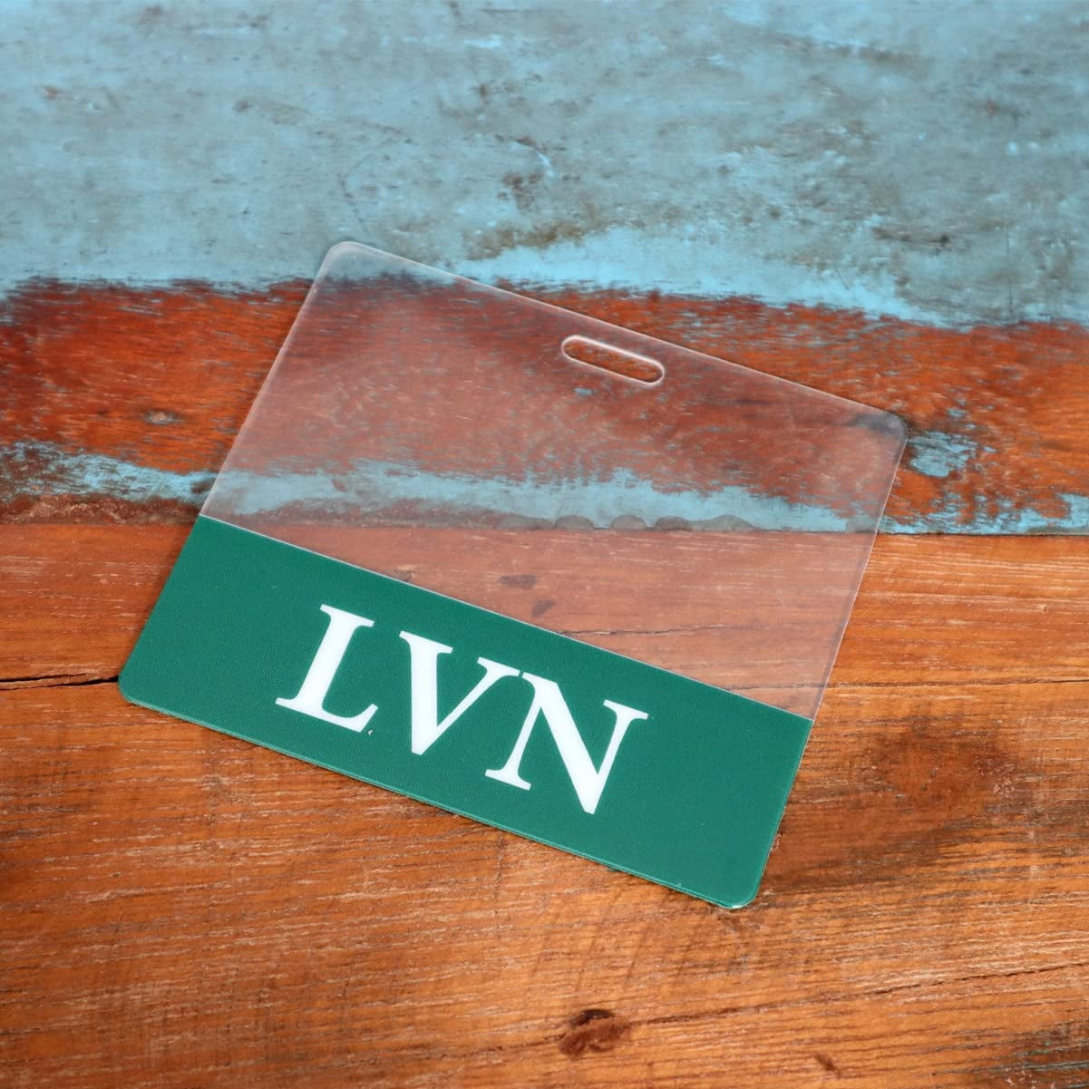 5 Pack - Clear LVN Badge Buddy Horizontal - Hospital & Nurse ID Backer Cards - Transparent Title/Role Identifier - Wear Behind Medical Name Badge on I’D Reel or Lanyard by Specialist ID (Green)