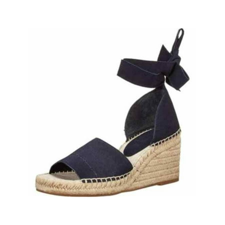 

SPLENDID Womens Navy Beef Rolled Padded Ankle Strap Malissa Round Toe Wedge Lace-Up Leather Dress Espadrille Shoes 5.5
