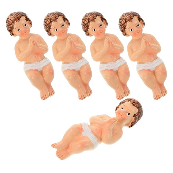 Hytrove 5-Piece Beige Resin Nativity Set Jesus Figure Decorative Statue for Church and Home Holiday Decor