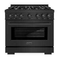 ZLINE 36 in. 5.2 cu. ft. Gas Range with 6 Burner Cooktop and Convection Gas Oven in Black Stainless Steel (HGRB-36)