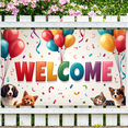 thumbnail image 2 of Welcome Party Backdrop Banner with Colorful Balloons and Cute Pets Perfect for Celebrations Events Gatherings Birthdays Reusable Decorative Signage Festival, 2 of 4