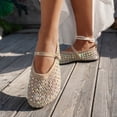 thumbnail image 7 of Seffadzy Women Rhinestone Mesh Summer Mary Jane Ballet Flats, Breathable Crystal Embellished Slip-On Shoes with Adjustable Strap Beige 36, 7 of 7
