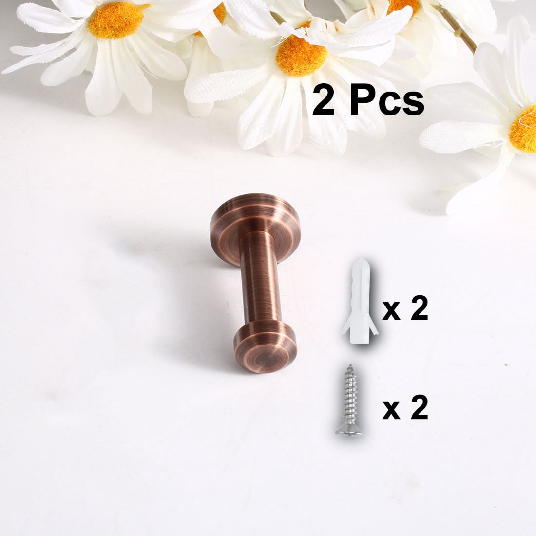 Unique Bargains 2pcs Copper Wall Mounted Hooks for Coats and Towels with Screws