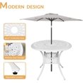 thumbnail image 4 of W WARMHOL 3-Piece Outdoor Patio Dining Set, All-Weather Cast Aluminum Patio Furniture Set for Backyard Garden Deck with 2 Cushioned Chairs and 35.2" Round Table, 2" Umbrella Hole, White, 4 of 7