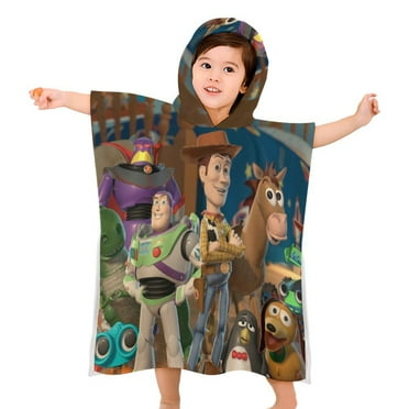 Toy Story Kids Beach Towels with Hood Soft Quick Dry Absorbent Hooded Towels Bath Robe for Swim Pool Bath Poncho Towels