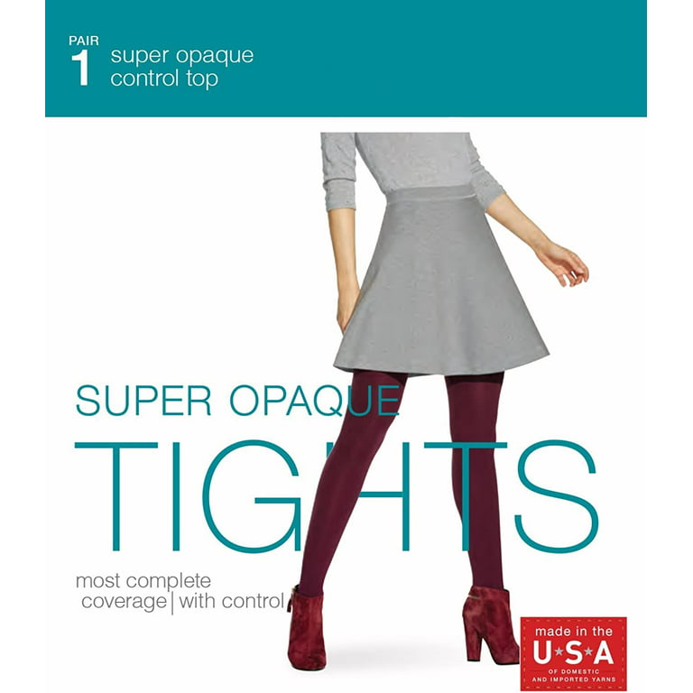 No Nonsense Women's Super Opaque Control Top Tights - 1 Pair Pack