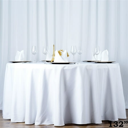 

BalsaCircle 132 Round Premium Polyester Tablecloth Wedding Table Linens White
