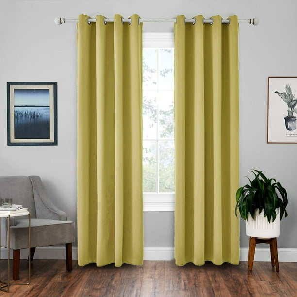 1 Pair Panel Blackout Curtains For Bedroom Thermal Insulated Light Blocking Grommet Window Drapes For Living Room Walmart Com Walmart Com