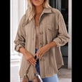 thumbnail image 2 of Camisas de Punto Extragrandes para Mujer, Blusas de Trabajo de Larga con Botones, Blusas de Moda de Otoño. Caqui XXL, 2 of 3