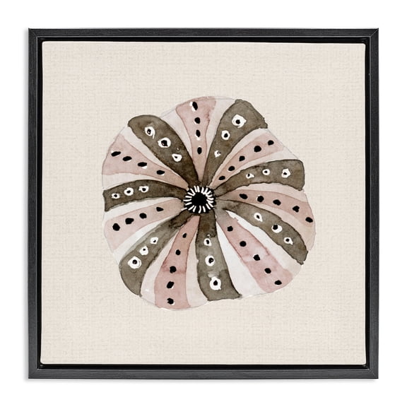 Stupell Industries Rustic Lodge Taupe Striped Sea Urchin Black Floating Frame Canvas Art, 18 x 18, by Lanie Loreth