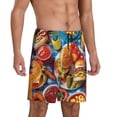 thumbnail image 2 of Kdxio Vibrant Picnic Food Spread Print Mens Sleep Shorts Bottoms Soft Comfy Pajama Wear Pants with Drawstring Pockets, 2 of 5