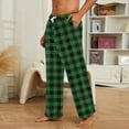 thumbnail image 4 of Men's Pajama Bottoms Plaid Pajamas Pants for Men Soft Long Lounge Woven Pj Sleep Pant with Pockets Dark Green XL, 4 of 5