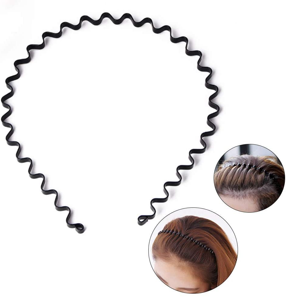 Metal Hair Bands for Men Women's Headbands, Unisex Black Wavy Spring Sports  Headband for Men's Hair Band Hoop Clips Women Accessories Simple Elastic  Non Slip Wide Headwear Bandeau Outdoors 