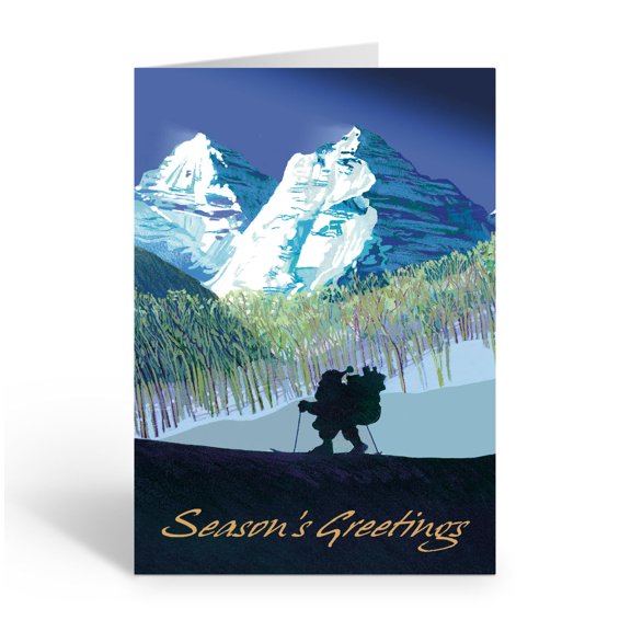 Stonehouse Collection Winter Mountains Santa Christmas Card - 20109