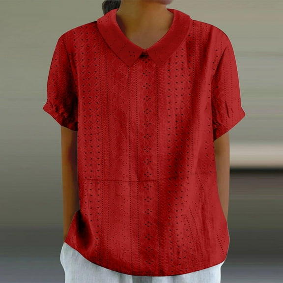 AKEGAMN Summer Solid Round Neck T-Shirt - Breathable, Loose Casual, Polyester, Red S, Size S-5XL