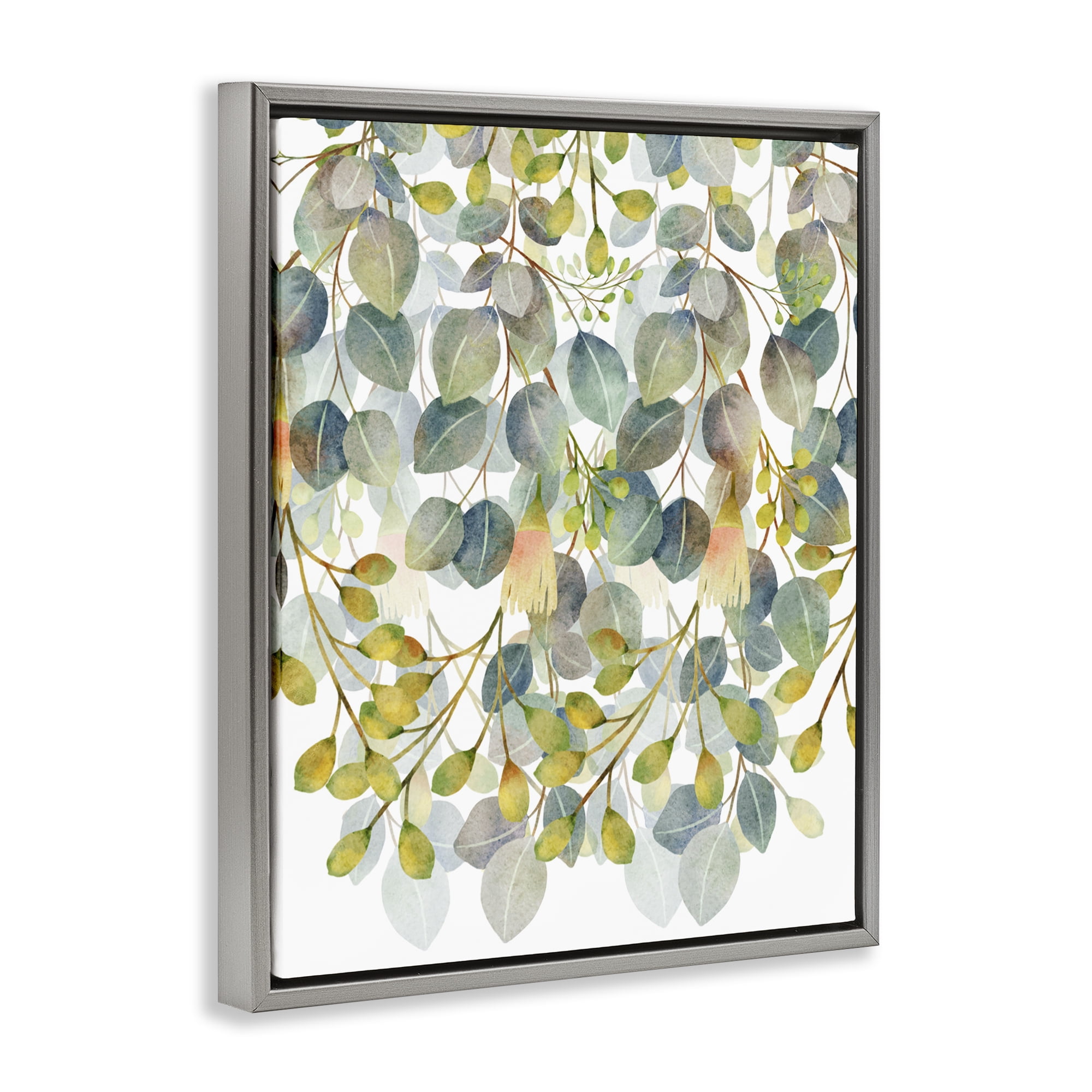Stupell Industries Hanging Layered Botanicals Gray Framed Floater Canvas Wall Art, design by Marcus Prime