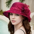 thumbnail image 2 of Fgnfyis Elegant Ladies Beret Hat for Bridal Wedding Tea Party Outdoor Sun Shade French Bowler Fascinator Red M, 2 of 4