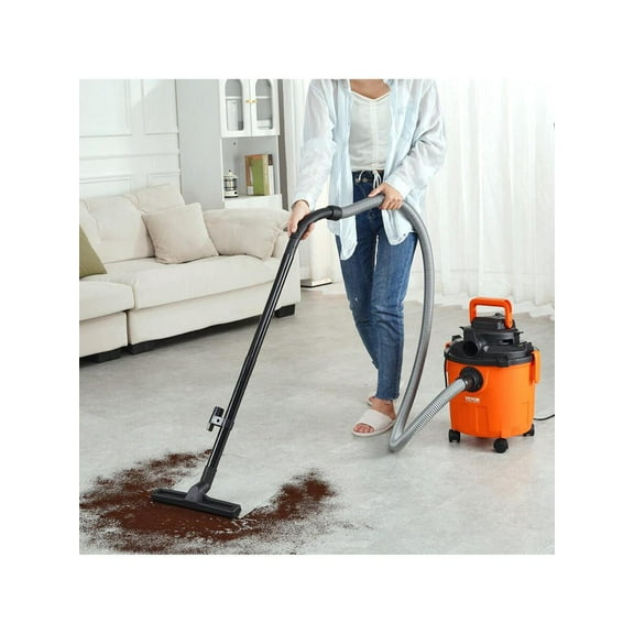 Stainless Steel Wet Dry Shop Vacuum, 5.5 Gallon 6 Peak Wet/Dry Vac, Powerful Suction With Blower Function W/ Attachment 2-In-1 Crevice Nozzle, Small Vac Perfect For Carpet Debris, Pet Hair