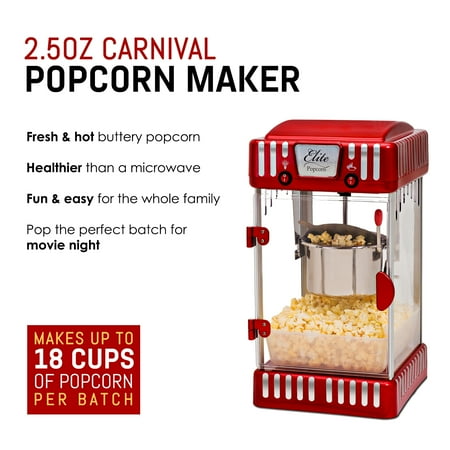 Elite - Tabletop Kettle Popcorn Maker - Red