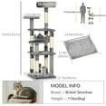 thumbnail image 4 of PawHut Cat Tree Multi-Level Tower with Hammock, Grey 52", 4 of 10