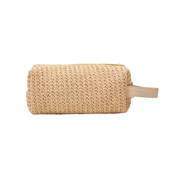 Straw Toiletry Bag Large Capacity Portable Travel Makeup Organizer