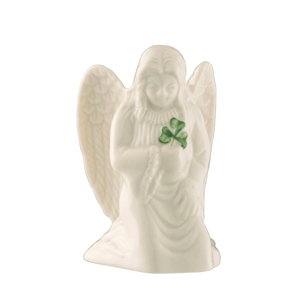 FOUNDATIONS Figurine IRISH ANGEL Statue CRYSTAL Prayer Lord Luck Green Flower 