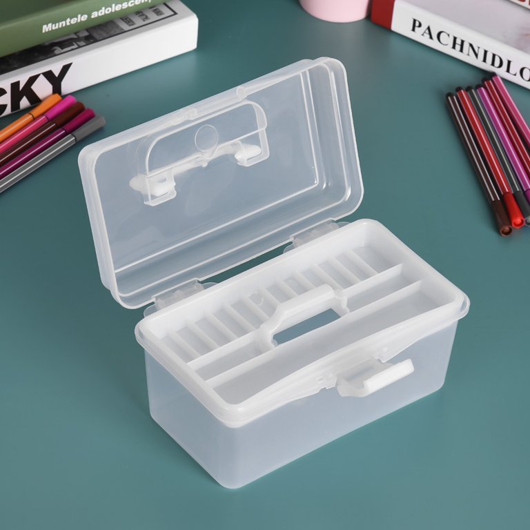 Clear Art Storage Box Watercolor Oil Painting Supplies Multipurpose Case Portable for Artists Students, Size: Small, White