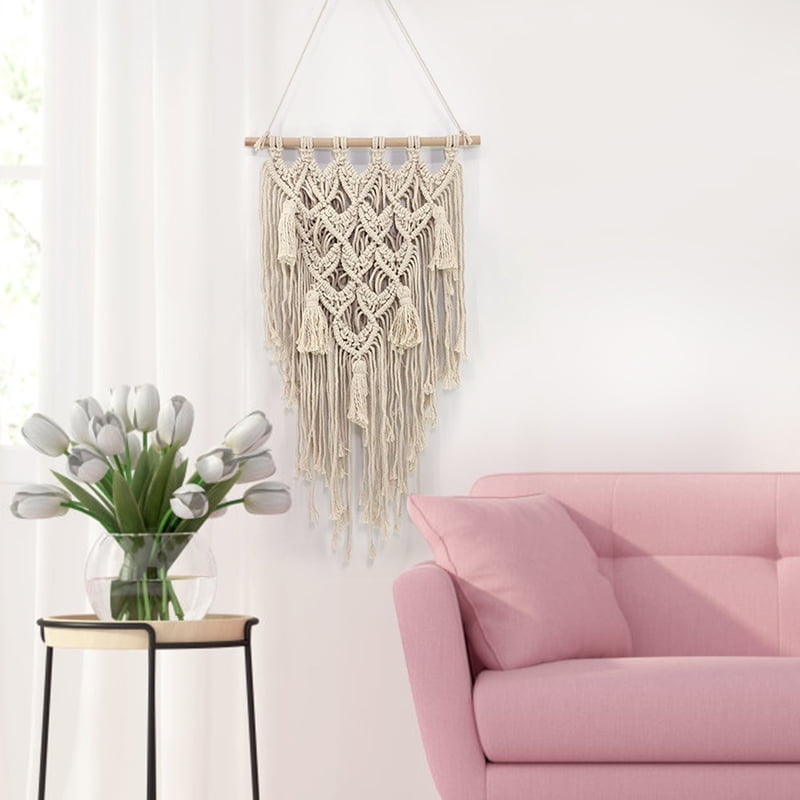 Woven Hand Knitted Bohemian Wall Hanging Tassel Macrame Art Woven Boho Home Decor Geometric Beautiful Wall Art For Apartment Dorm Room Decoration Tapestry Chic Home Decor Walmart Com Walmart Com