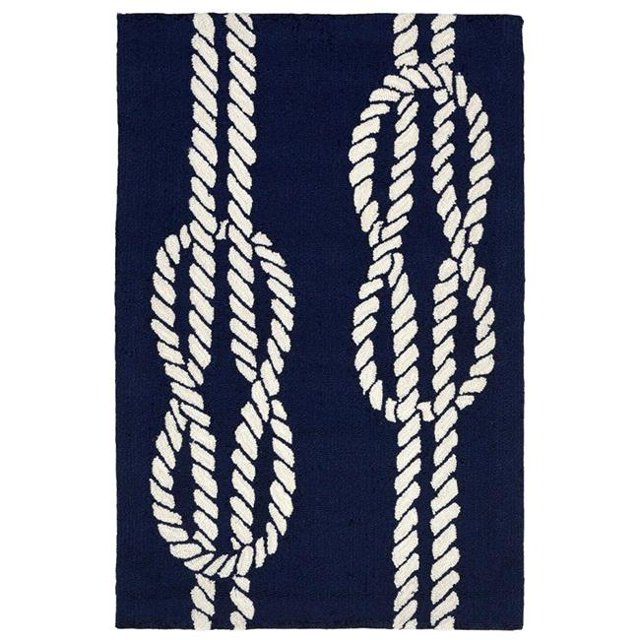 Trans Ocean CAP12163633 Capri Hand Tufted Everywear Rugs, 1636-33 Ropes Navy - 20 x 30 in.