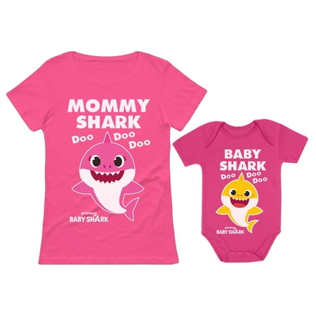 

Matching Baby Shark Shirts for Mommy Baby Set For Mother and Baby Outfits Gift Mommy Pink XX-Large / Baby Wow pink 12M (6-12M)