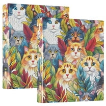 Lovely Cats and Leaves Hardcover 3 Ring Binder 1.5” Round Rings Binder Organizer Letter Size Paper Pockets School Office Supplies