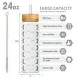 thumbnail image 7 of MUKOKO 24oz Glass Water Bottles, Motivational Water Tumbler with 2 Lids-Handle Spout Lid&Bamboo Straw Lid, Time Marker Reminder and Silicone Sleeve, White, 7 of 7