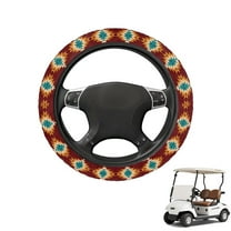 HUIACONG Western Aztec Golf Cart Steering Wheel Covers14 Inch Non-slip Golf Steering Wheel Protections Flannel Fabric Soft Compatible with EZGO Yamaha Club Cars
