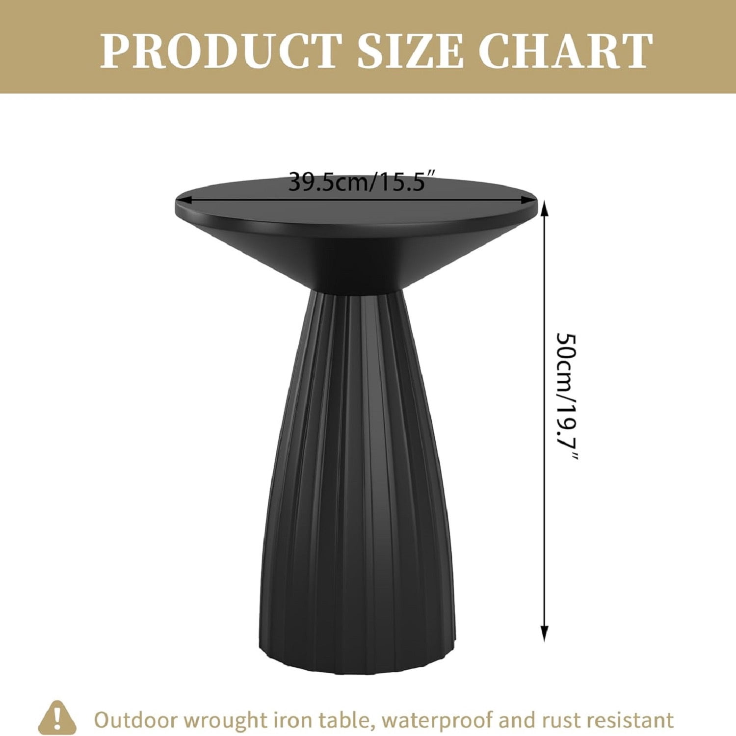 Pedestal Drink Table, Small Round Martini Table, Metal End Table for Small Space, Living Room, Black