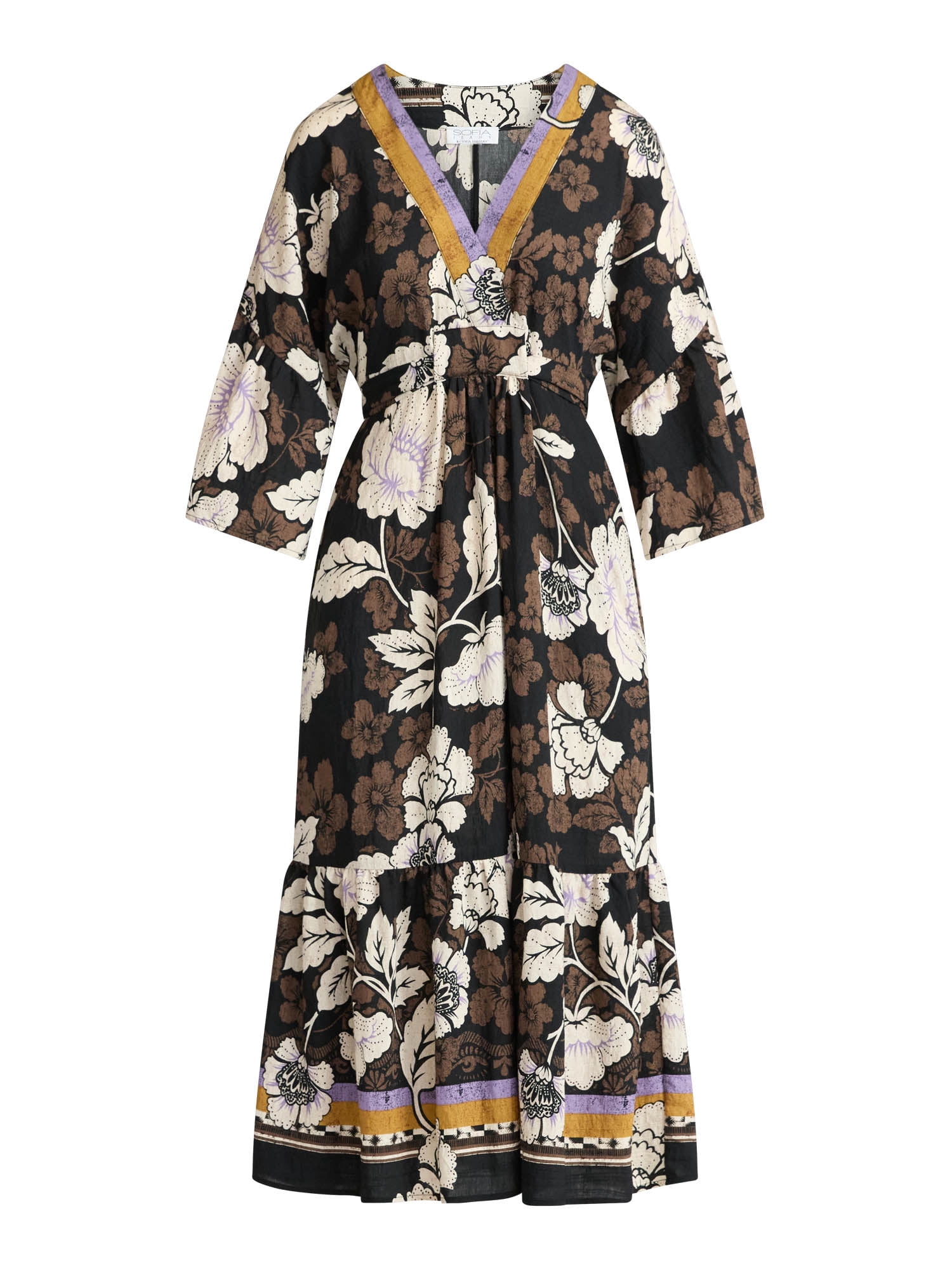 Sofia by Sofia Vergara Women's Tie Back Dress with Wide Sleeves, Mid Calf Length, Sizes XS-4X